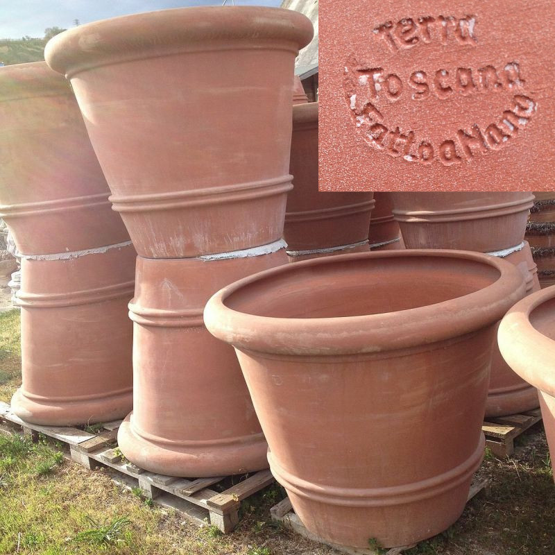 VASO LISCIO ALTO IN TERRACOTTA TOSCANA CM. 100
